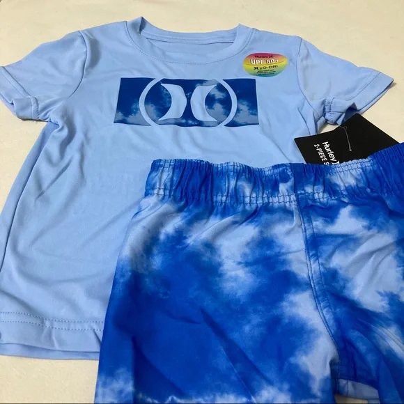 Hurley cute blue tie-dye UPF50+ active shorts set 4058 - Picture 7 of 8